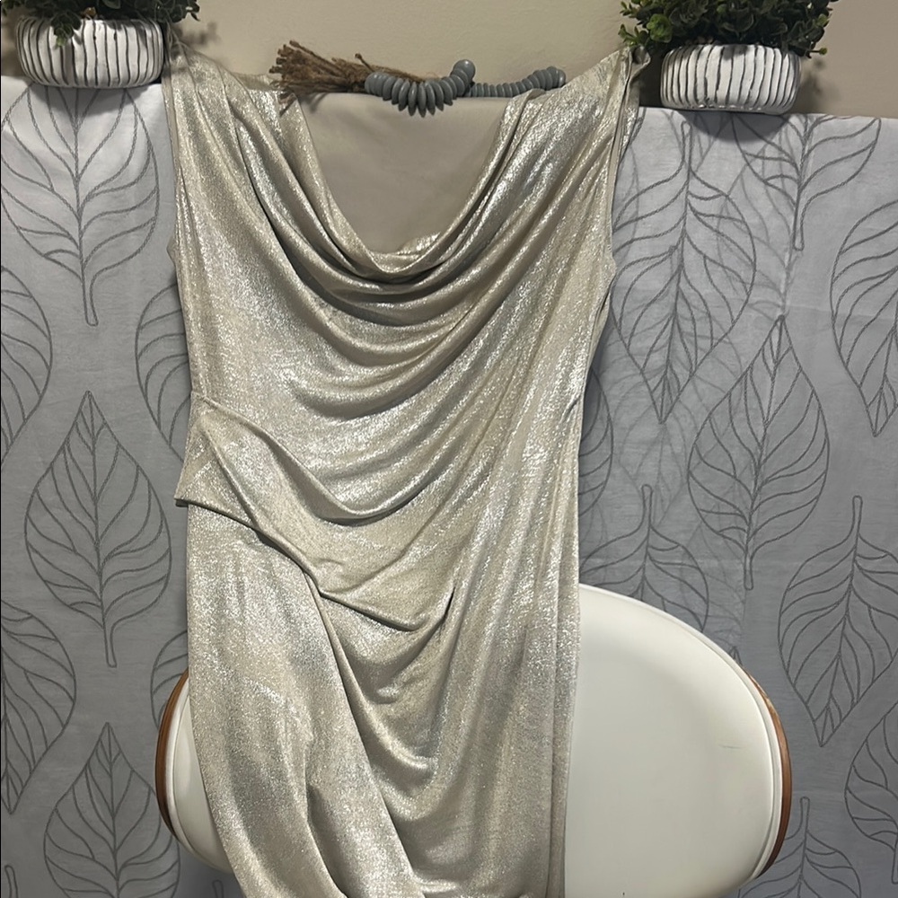 Connected Apparel Silver Maxi Dress
